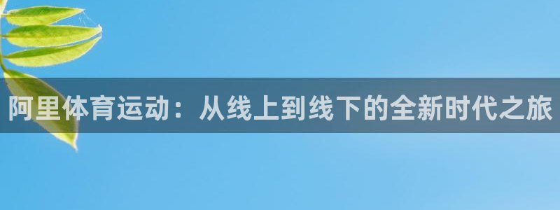 好博体育全站APP下载：阿里体育运动：从线上到线下的全新时代之旅